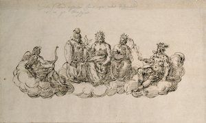 Jupiter mit dem Senat der Götter, ca. 1622 von Inigo Jones