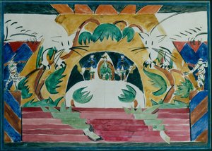 Bühnenbild für das Theaterstück Zar Maksemyan von A. Remisow