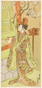 Der Schauspieler Iwai Hanshiro IV als Kiyohime im Stück Hidakagawa Iriai-zakura, aufgeführt im Morita-Theater im neunten Monat, 1770 von Ippitsusai Bunchō