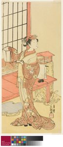 Der Schauspieler Segawa Kikunojo II, möglicherweise als Prinzessin Ayaori im Stück Ima o Sakari Suehiro Genji von Ippitsusai Bunchō