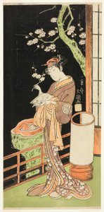 Der Schauspieler Segawa Kikunojo II als Oiso no Tora im Stück Soga Moyo Aigo no Wakamatsu, aufgeführt im Nakamura-Theater im ersten Monat, 1769 von Ippitsusai Bunchō
