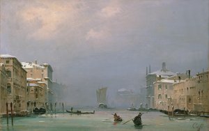 Großer Kanal mit Schnee und Eis, 1849 von Ippolito Caffi