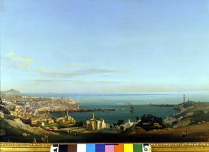 Ansicht von Genua. Gemälde von Ippolito Caffi, um 1840. Genua, Nervi. Galleria d