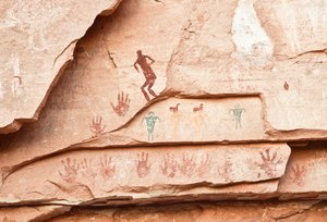 Felskunst der Anasazi und anderer pueblo-bewohnender früherer Bewohner der Four Corners von Ira Block