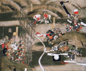 Schirm der Schlacht von Nagashino 1575, Osaka Schlossmuseum, 2005 (Foto)