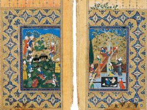 Picknick. Miniatur aus der Yusuf und Zalikha Legende von Joseph und Potiphars Frau von Jami