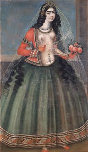 Frau mit einem Strauß Rosen, Mitte des 19. Jahrhunderts von Iranian Master