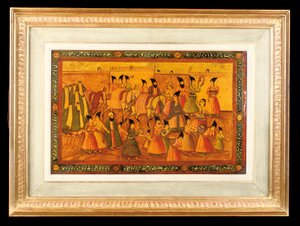 Eines von einem Paar bemalter Paneele, Qajar Iran, 1850-75 von Iranian School