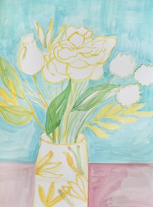 Weiche gelbe Blumen-Vase