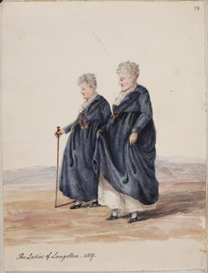 Lady Eleanor Butler und Miss Sarah Ponsonby, Die Damen von Llangollen, ca. 1816 (Zeichnung) von Irish School