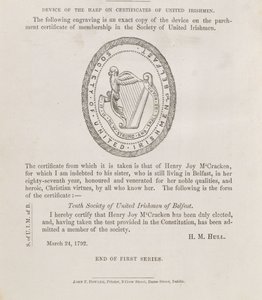 Das Siegel der Gesellschaft der Vereinigten Iren von Belfast, ca. 1792 von Irish School