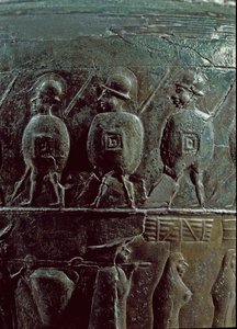 Prähistorische Kunst: Detail von Kriegern