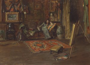 Innenraum von William Merritt Chases Studio in der Tenth Street von Irving Ramsay Wiles