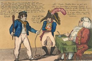 Nappy im Schlepptau, 1803 (handkolorierte Radierung) von Isaac Cruikshank