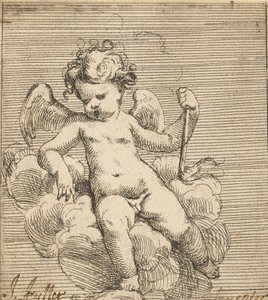Putto, der eine Fackel hält