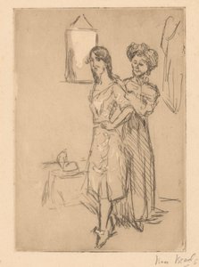 Junge Frau bei der Hutmacherin (Bij de modiste) von Isaac Israels (signed by artist)