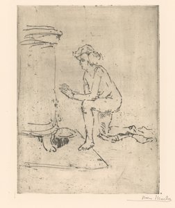Kniendes Modell vor einem Ofen von Isaac Israels (signed by artist)