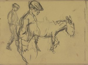 Zwei Studien eines Eseljungen und eines Esels von Isaac Israels