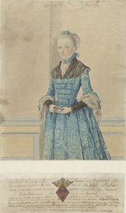 Porträt von Maria van IJsseldijk, stehendes Kniestück von Isaac Lodewijk la Fargue van Nieuwland