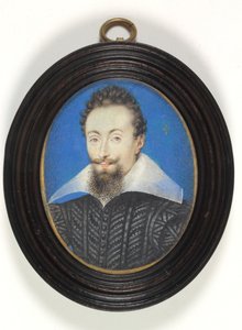Ein unbekannter Herr in schwarzem Kleid mit weißem Kragen von Isaac Oliver