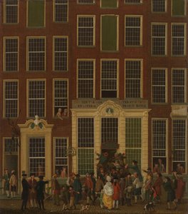 Die Buchhandlung und das Lotteriebüro von Jan de Groot in der Kalverstraat in Amsterdam von Isaac Ouwater
