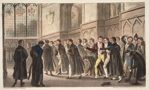 Schwarze Matins, oder die Auswirkungen von spätem Trinken auf Frühaufsteher, aus The English Spy, veröffentlicht 1824 von Isaac Robert Cruikshank