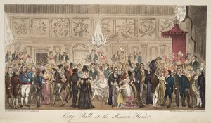 Stadtball im Mansion House, aus The English Spy, veröffentlicht 1824 von Isaac Robert Cruikshank