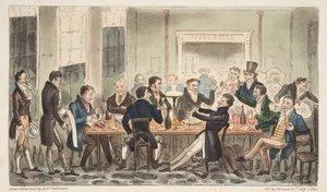 Abend und in guter Stimmung, eine Szene im Longs Hotel, Bond Street, aus The English Spy, veröffentlicht 1824
