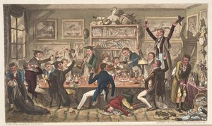 Oxford-Transporte, oder Universitäts-Exilanten, aus The English Spy, veröffentlicht London, 1824 von Isaac Robert Cruikshank
