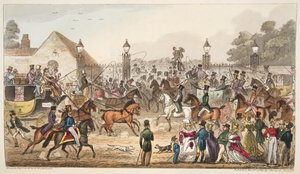 Die Ankunft, oder westlicher Eingang in Cockney Land, aus The English Spy, veröffentlicht 1824