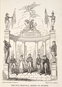 Die fünf Hauptordnungen der Gesellschaft, aus The English Spy, veröffentlicht 1824 von Isaac Robert Cruikshank