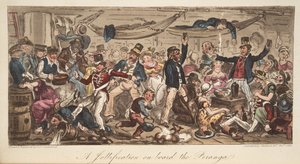 Die Rückkehr zum Hafen, aus The English Spy, veröffentlicht 1824 von Isaac Robert Cruikshank