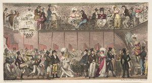 Der königliche Salon, Piccadilly, oder eine Stunde nach der Oper, aus The English Spy, veröffentlicht 1824