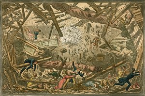 Der Einsturz des New Brunswick Theaters, 28. Februar 1828 von Isaac, Robert and George Cruikshank