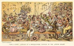 Tom und Jerry beim Maskenball-Supper im Opernhaus von Isaac, Robert and George Cruikshank