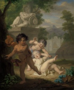 Drei Kinder streiten um ein Vogelnest von Isaac Walraven (rejected attribution)