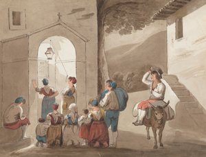 Nach Pinnelli - Gruppe von Bauern vor einer Kirche