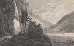 Gebirgslandschaft mit Inschrift an Salomon Gessner (Schweiz) von Isaac Weld