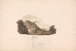 Skizze für eine Vignette von Mr. Ed Halls Geschichte von Caernarvonshire, die nie veröffentlicht wurde von Isaac Weld