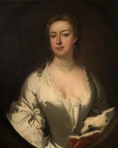 Porträt einer Dame in Weiß und Hermelin, 1738 von Isaac Whood