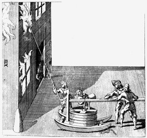 Feuerwehrfahrzeug, aus Isaac de Caus Nouvelle Invention de Lever l