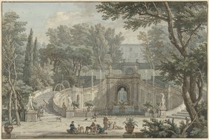 Ansicht des Gartens der Villa d’Este in Tivoli von Isaac de Moucheron