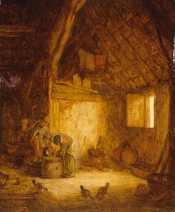 Bauern in einer Scheune