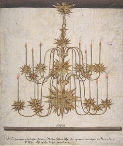 Entwurf für einen Kronleuchter mit sechzehn Kerzen, 1632