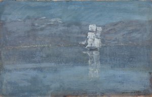 Landschaft mit einem Segelboot von Isaak Ilyich Levitan
