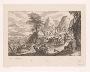 Landschaft mit Moses, der Wasser aus dem Felsen schlägt von Isaak Major