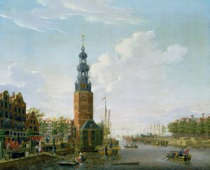 Ansicht von Amsterdam mit dem Montelbaansturm an der Oude Schans, 1777