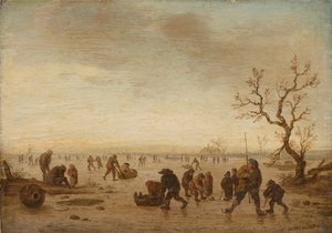 Schlittschuhläufer auf dem Eis, ca. 1642-45 von Isack van Ostade