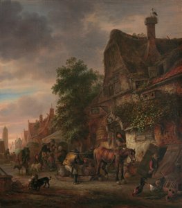 Arbeiter vor einem Gasthaus von Isack van Ostade