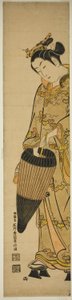 Junge Frau mit Regenschirm von Ishikawa Toyonobu
